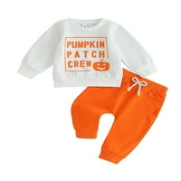 Toddler Boys Fall odijelo Pumpkino pismo Ispiši duge dugih rukava i pune boje duge hlače Halloween Set