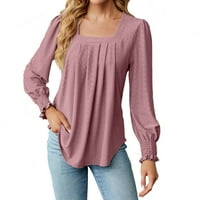 Ženska Comfy Business Flowy bluza Vintage Odjeća Košulje s dugim rukavima Puno boje Plus Veličina Pleased