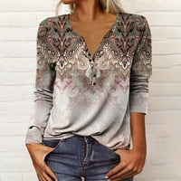 Prodaja ženskih modnih košulja dugih rukava s rukavima V-izrez cvjetni grafički tisak vrhova majica