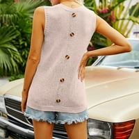 Ženski modni casual bez rukava svileni džep Velika veličina gumb pune boje pleteni džemper mali prsluk