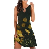 Sendresses za ženske haljine za plažu za žene grafički casual bez rukava FIT Cvjetni ljetni rezervoar