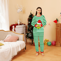Smiješne božićne pidžame, kuća za odmor Pajamas podudaranje skupova-zelene bijele pruge i zelene vilenjake
