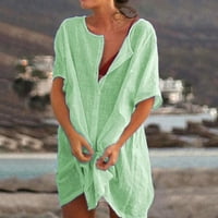 Ženska plus veličina posteljina haljina na plaži Poklopac prema dolje majica Mini haljine Saobavljeni