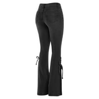 Mveomtd Women Srednje struk traper pantalone za isterene traperice Plus veličine Poslovne casual pantalone za žene crna XS