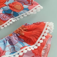 JKERTHER TODDLER Girls Ljetni kupaći kostimi cvjetni print bez rukava bez rukava + ruffle trokutni kratke