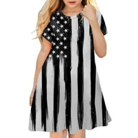 Vučena 4. jula haljina za djevojčice za mališane kratke rukave američke zastave Striped Sunderss Star