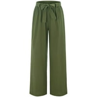 Owordtank pamučne labave casual pantalone za žene Čvrsta boja visokih struka sa džepovima pantalone