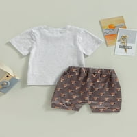 Bagilaanoe Toddler Baby Boys kratke hlače Podešavanje slova Ispis kratkih rukava majica + kratke hlače