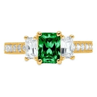 1.82ct smaragdni rez dragocjeni dragulj zeleni simulirani emerald pravi 18k žuto zlato robotski laserski