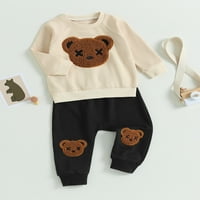 Calsunbaby Toddler Kid Boys odjeću Bear Print TrackSuit Dugi pulover s dugim rukavima The Duweatshirt