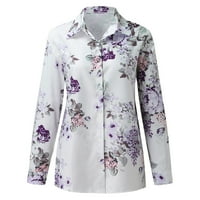 CatAlem prevelizirani tee za žene ženske cvjetne tiskane majice na vrhu dugulja dugih rukava s bluza