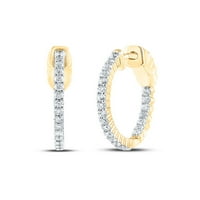 Diamond Queen 10KT Žuto zlato Žene okrugli dijamant iznutra vanjskih naušnica CTTW