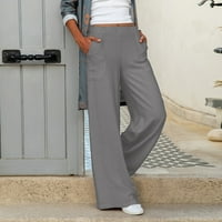 ManXivoo široke pantalone za noge za žene Ženske ležerne koželjene čvrstog struka sa širokim hlačama
