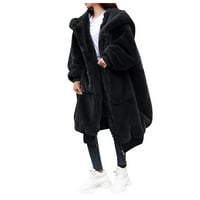 Outfmvch gornji modni vrhovi za žene zimska moda plus veličina duga jakna dame dame topla kapuljača