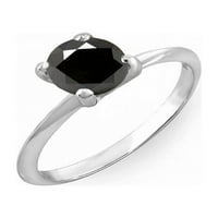 Sterling srebrni okrugli crni dijamantski ženski montirani angažman