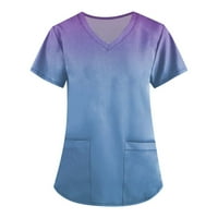 Bicoasu ženske veličine plus tiskani majica s kratkim rukavima Blue 3xl