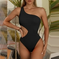 B91XZ Plus size kupaćim kostim za žene Čvrsto boje rubnje od reza od struka One rame za kostimu Bikini