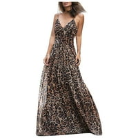 Ljetne haljine za žene bez rukava Leopard uzorak V-izrez Midi Fit and Flare Y2K moda Elegantni klub
