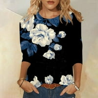 Fefernal ženska modna casual okruglica Tri četvrtina rukavene majice Top Dressy Bluze za žene