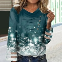 Strungten majice s dugim rukavima za žene Ispis grafičkog gumba Tees Bluze Ležerne prilike pulover osnovnih