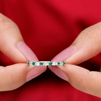 Pravi smaragdni poluvremeni prsten sa moissiteom za žene, 14k bijelo zlato, US 3,50
