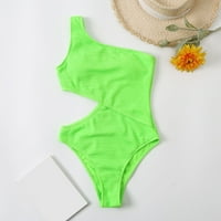 B91XZ Žene kupaće kupaće kupaje žene čvrste boje rubrf One ramena od reza za struk bikini kupaći kostimi