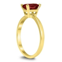 Ženski smaragdni oblikovani 7x Garnet Solitaire prsten u 10k žutom zlatu