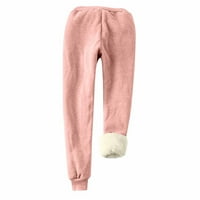 Ženske zimske tople fleke joggers hlače slatka ispisa aktivna trkača jogger hlače ružičasta veličina
