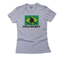 Brazil Olimpijski - terenski hokej - zastava - Silueta ženska pamučna siva majica