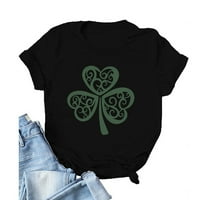 FESFESFES modna ženska majica St. Patrickov dan Ispis majica kratkih rukava Clover grafički vrhovi