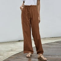 Wendunide ženske hlače plus veličine Žene Čvrsto zatezanje pamučne pantalone džepove casual pantalone