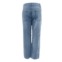 Camwand Womens Jeans Ljeto Plus Dugme Jeans za žene Visoki struk rastegnuti džep elastičan s klasičnim