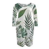 Glonme Sažetak Print Maxi Haljine za žene Torggy Holiday Dugi haljina Loose Green 2XL