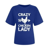 Olyvenn ženski trendi osnovnih majica The Majice Cleance Ljeto kratki rukav Teers Crazy pileća dama