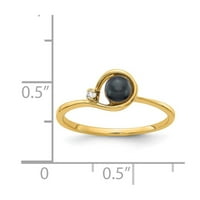 Čvrsti 14K žuti zlatni crni slatkovodni kultivirani biser vs dijamantna prstena