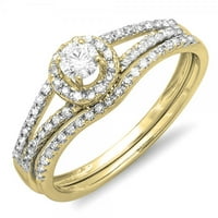 DazzlingRock kolekcija 0. Carat 10k okrugli dijamant Dame Bridal Halo Style Angažman prsten sa vjenčanim