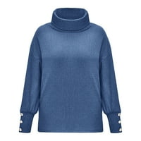 Ženski džemperi Jesen modni luk ovratnik čvrsti gumbi rukav pleteni ležerne topline ženske džempere