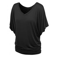 Ženski vrhovi kratki rukav casual bluza Čvrsta žena vruća prodaja V-izrez Tee ljetni bluze crne s