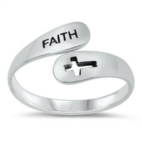 Jednostavan visoki poljski religijski izrez Cross Faith Sterling Srebrni prsten nakit ženski muškarac