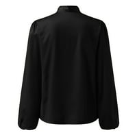 Ženska gornja ženska košulja s dugim rukavima Elegantna elegantna čipka up resel labava majica crne