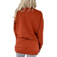 Ženske džepne košulje casual labav fit tunik top comfy slatka dukserica s dugim rukavima V majice
