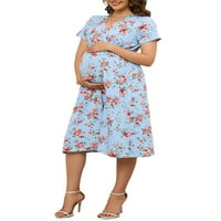 Wassery ženska ljetna casualnu haljinu za trudnoću kratki rukav V izrez cvjetna dječja haljina za tuširanje