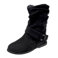 Čizme Ženske cipele Zima i jesenji britanski stil kaiševi sanke snijega kratke čizme crna 40