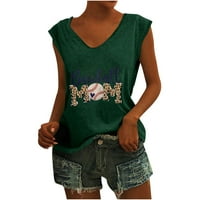 Ženska mama majica Ležerne ljetne krajeve bez rukava V-izrez Retro bejzbol majica zelena l
