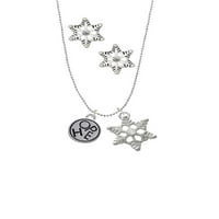 Delight nakit silvertonska nada u krugu srebrni ton snježne pahulje šarm ogrlice i naušnice