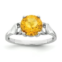 Čvrsti 14K bijeli zlatni simulirani citrinski prsten