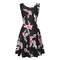 Mini haljine za žene dame Ljeto bez rukava bez rukava A-line kratka ležerna cvjetna od tiskane haljine