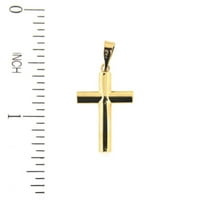 18K Čvrsto žuto zlato mali polirani ovalni cijev križ