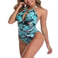 Plus size žene jednodijelni kupaći kostimi s kupaćim kostimima na vratu podstavljeni push-up grudnjak