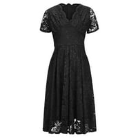 Ljetne haljine za žene Modne žene Ljeto Kratko rukava haljina Ležerne prilike pune čipke V-izrez Mujer